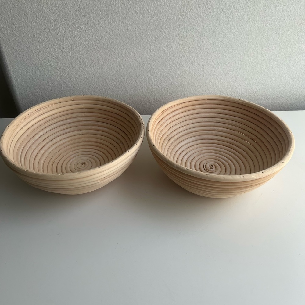 Set of 2 Natural Rattan Proofing Baskets 8 inch.